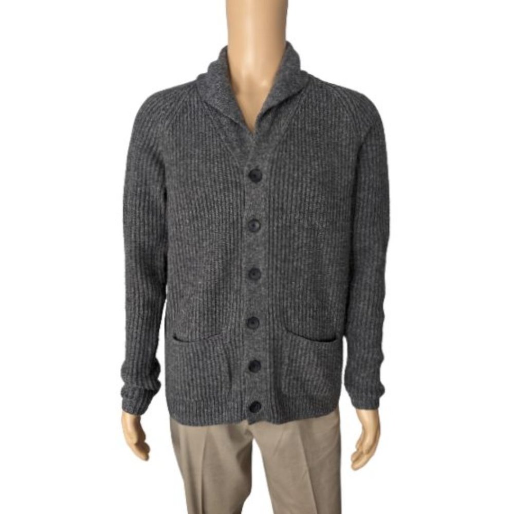 JF J. Ferrar Gray Merino Wool Blend Button-Down Cardigan M